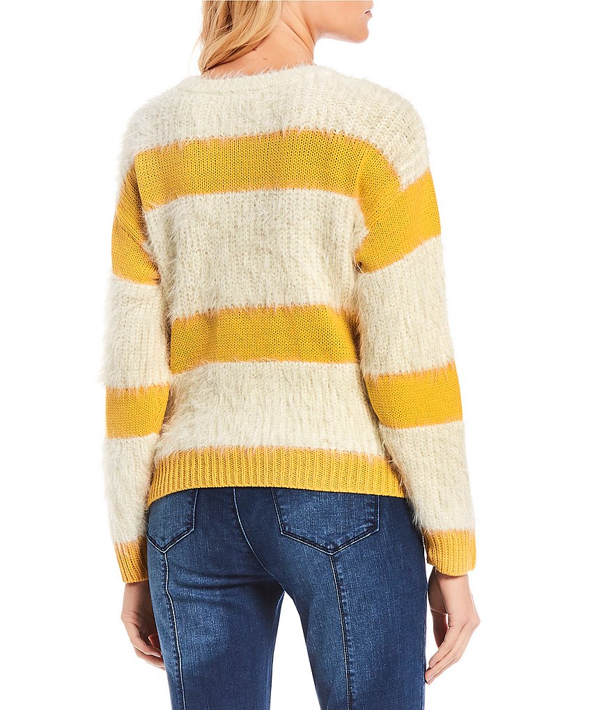 C&V Chelsea & Violet Stripe Eyelash Knit Sweater