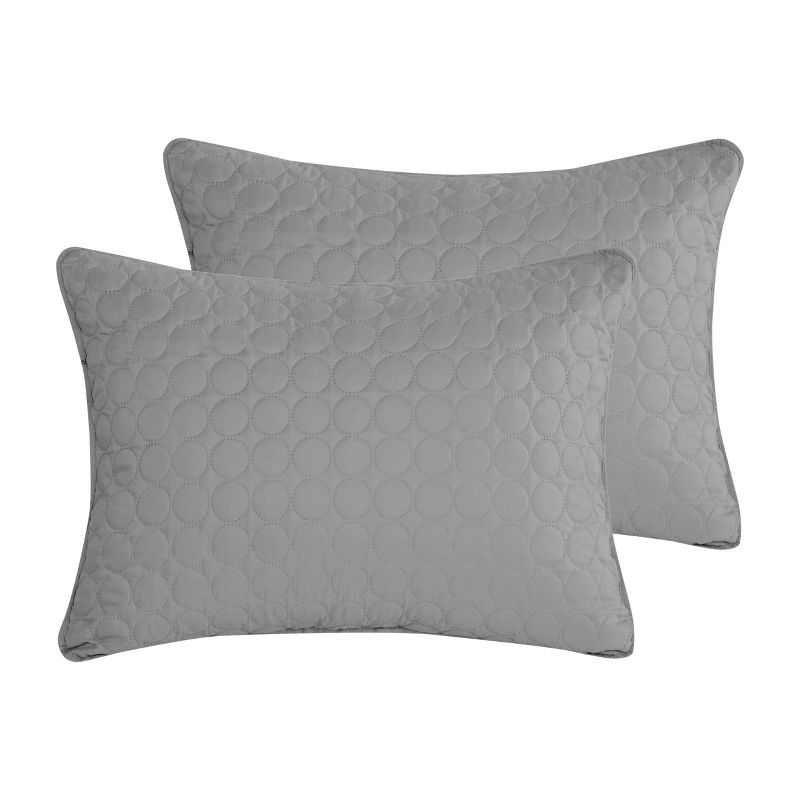 King 3pc Waffle Weave Embossed Quilt Set Gray - Jade + Oake