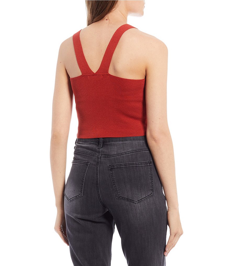 Evolutionary Sleeveless Square-Neck Sweater Knit Cami Top