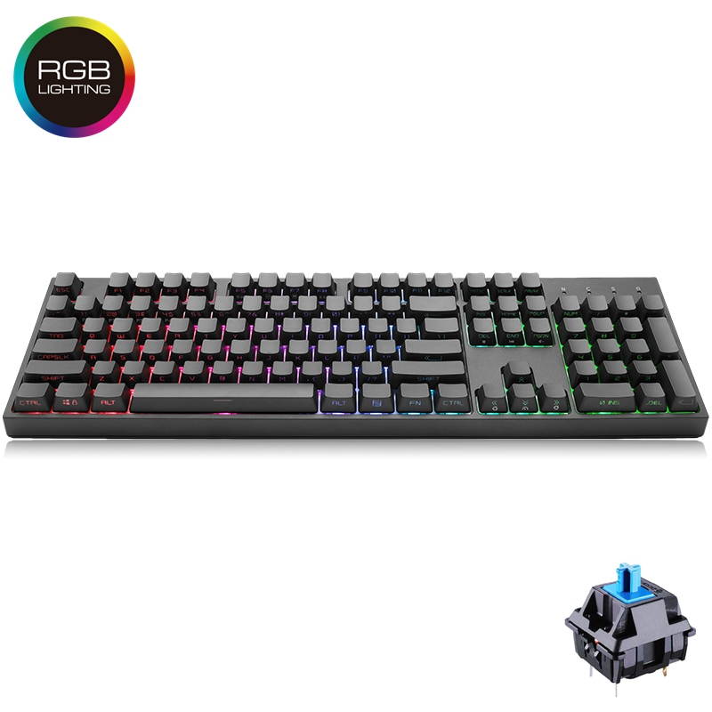 Cooler Master CK372 Cherry MX Red, Ergonomic Design, N-KeyRollover Cool Exterior USB Wired Side-printed, RGB Backlit  Mechanical Gaming Keyboard, PBT Keycaps - Black