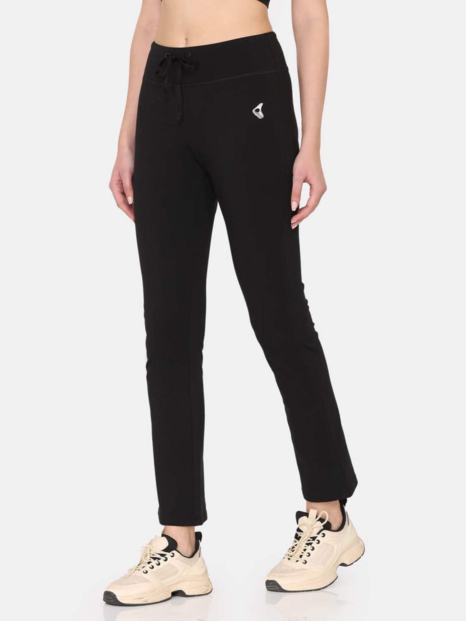 Zelocity by Zivame Jet Black Mid rise Sports Track Pants