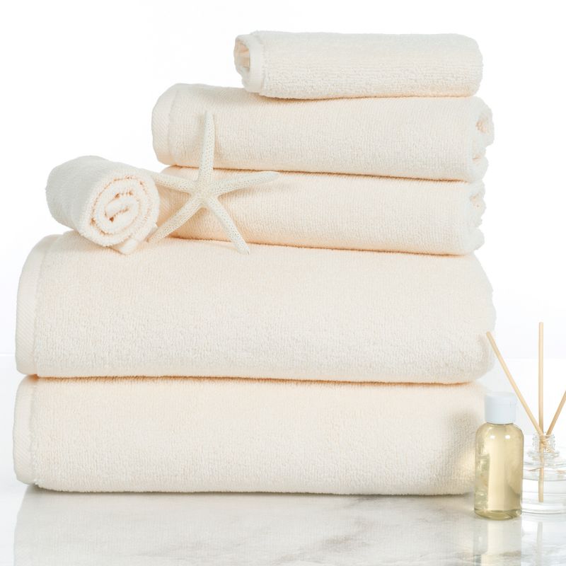 6pc Solid Bath Towels And Washcloths Ivory - Yorkshire Home