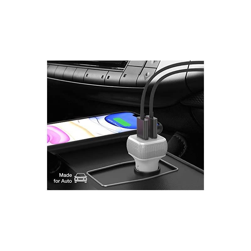 Car Charger with SmartUSB Port 48A24W WhiteGrey Charger Adapter for for iPhone 11 Pro MaxXS MaxXRXSX87Plus S20 UltraS10S10+S10eNoteLGiPad ProAir 2MiniHuawei MotoPixel