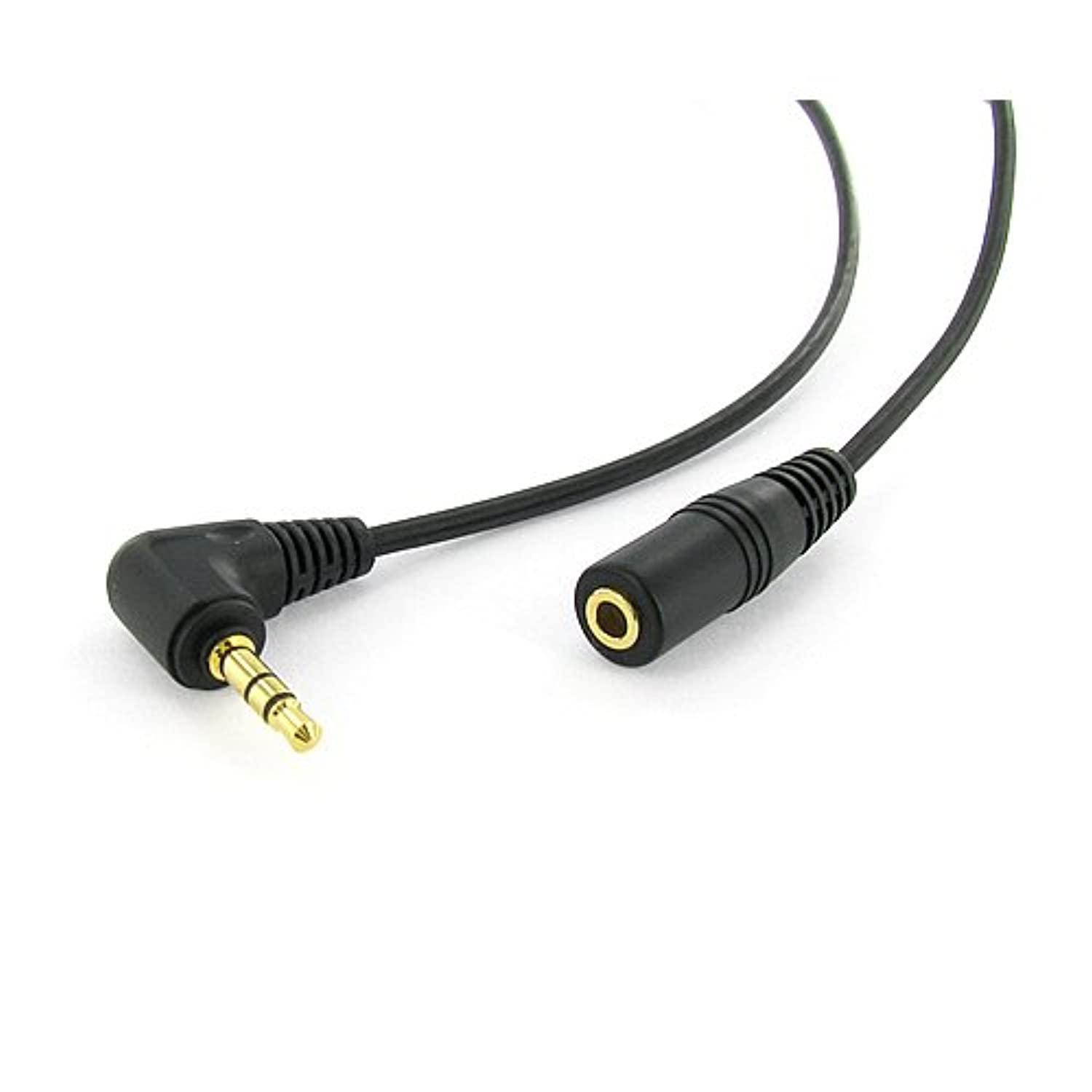 Valley Enterprises  6 inch 3.5mm Male Right Angle to 3.5mm Female Gold Stereo Audio Cable