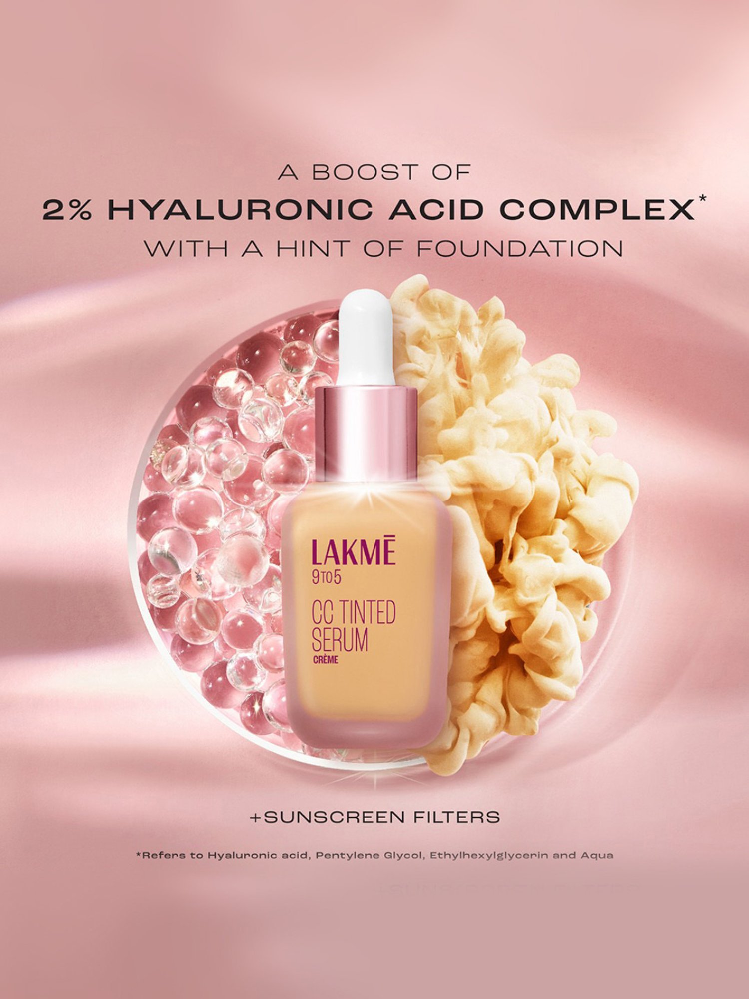 Lakme 9 To 5 CC Tinted Serum with 2% Hyaluronic Acid Dolce - 30 ml