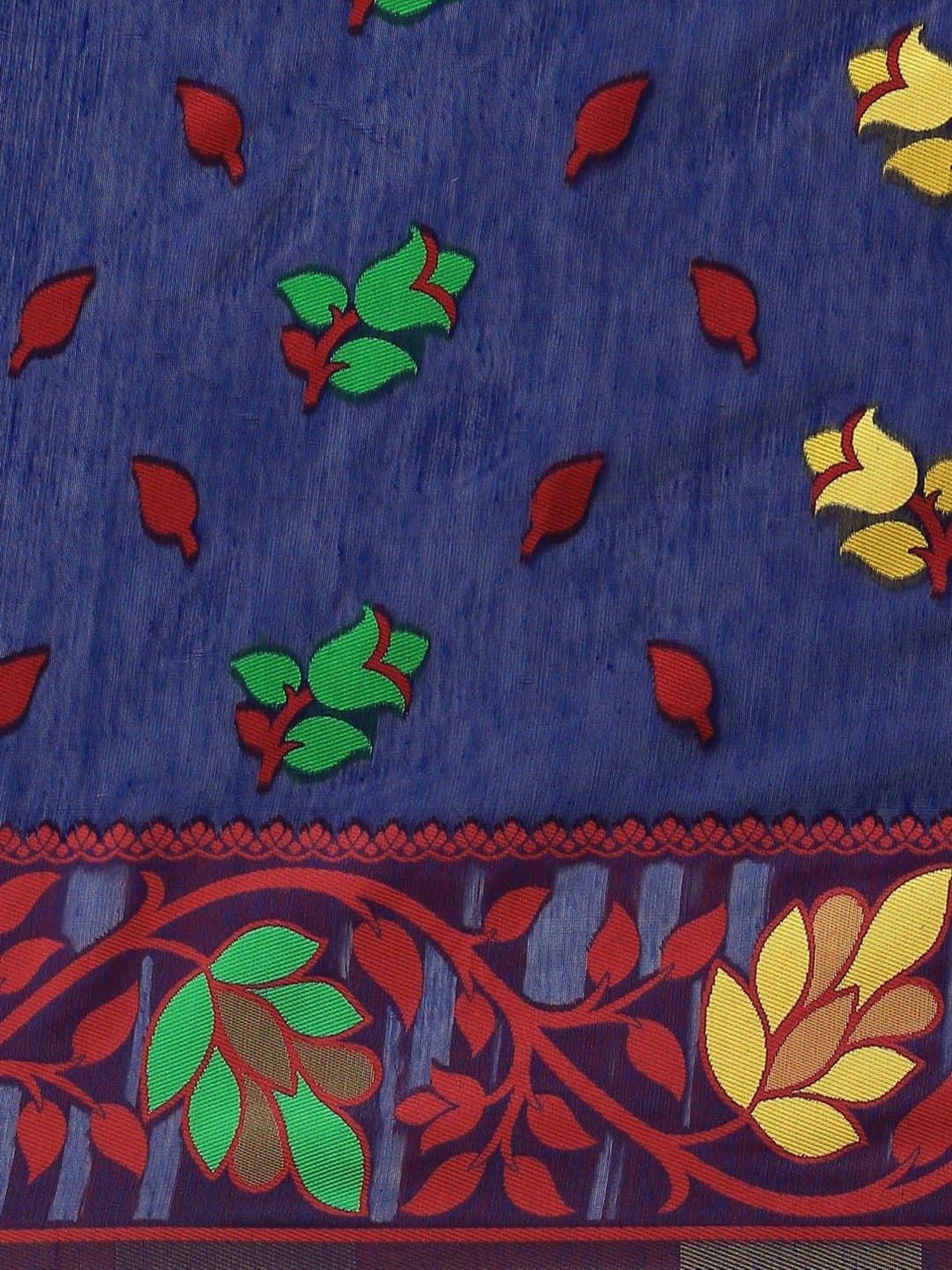 Silk Land Blue Woven Saree With Unstitched Blouse