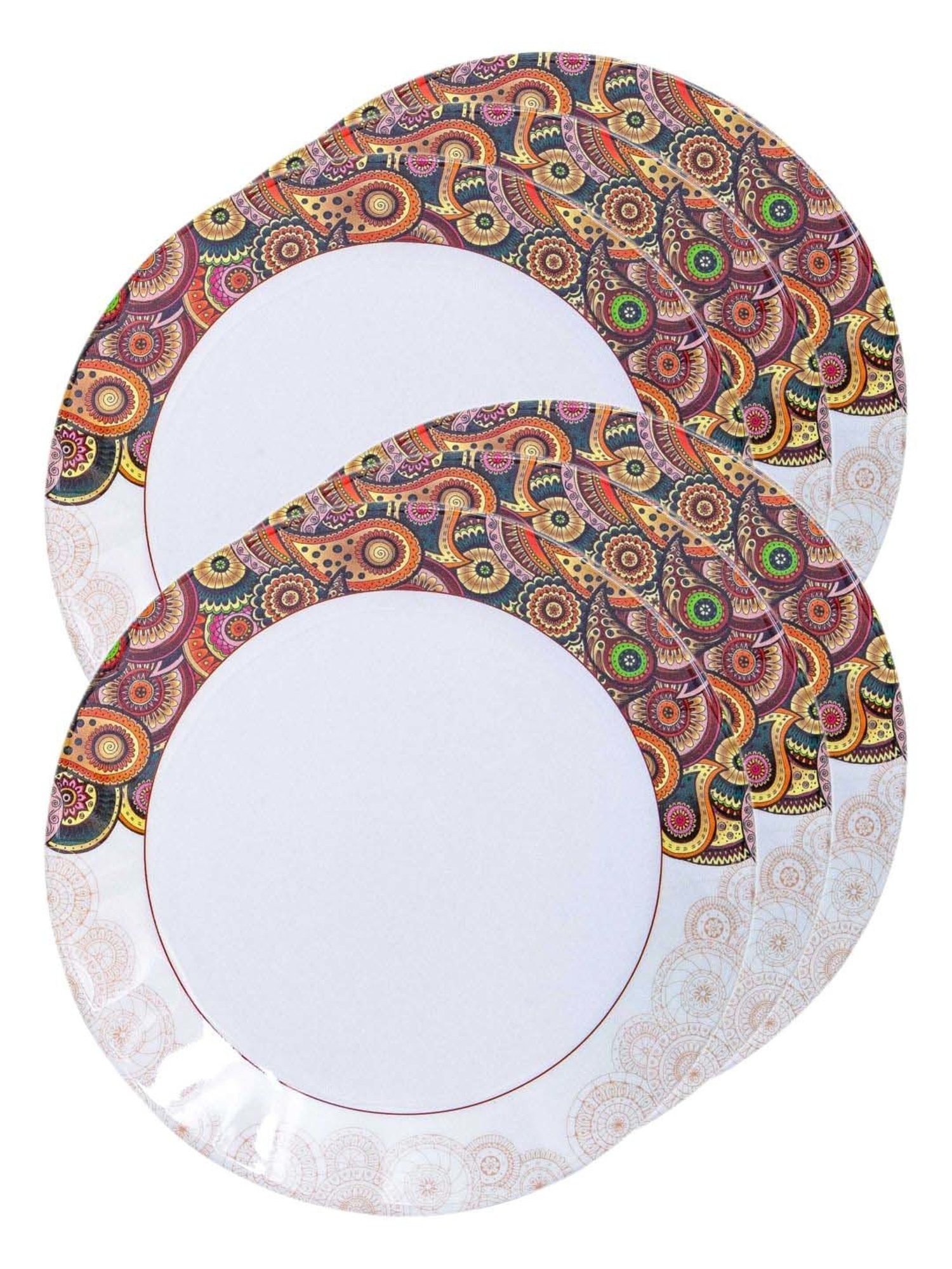 Servewell Tribal Pasiley Multicolor Melamine Dinner Plates  - Set of 6