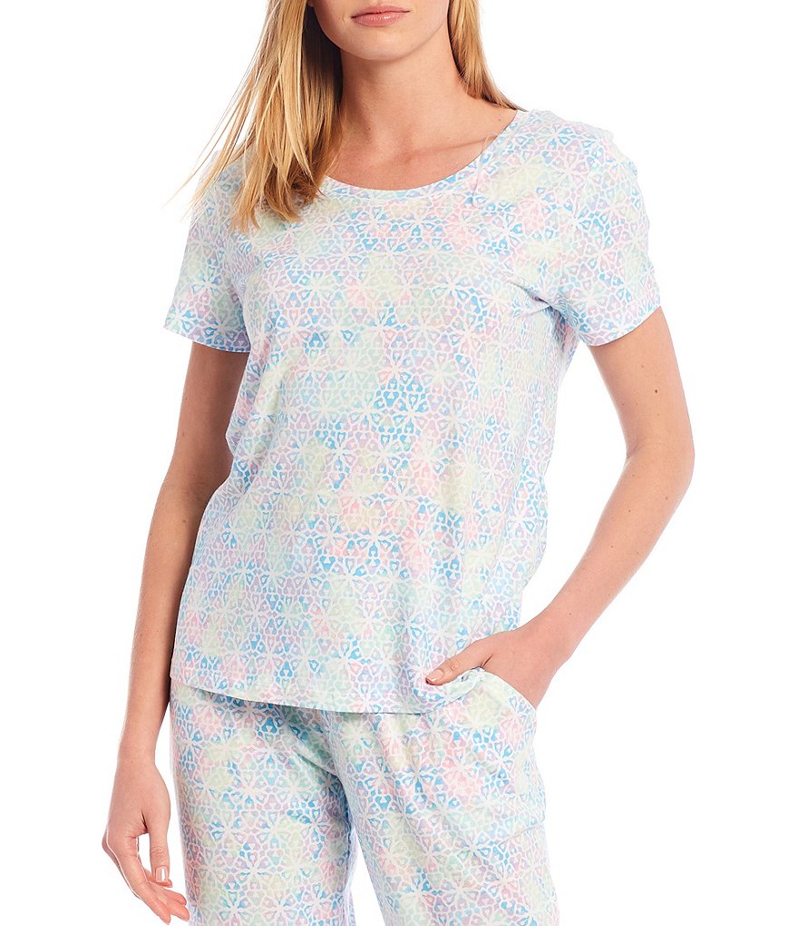 Sleep Sense Wallpaper Print Short Sleeve Jersey Knit Coordinating Sleep Tee