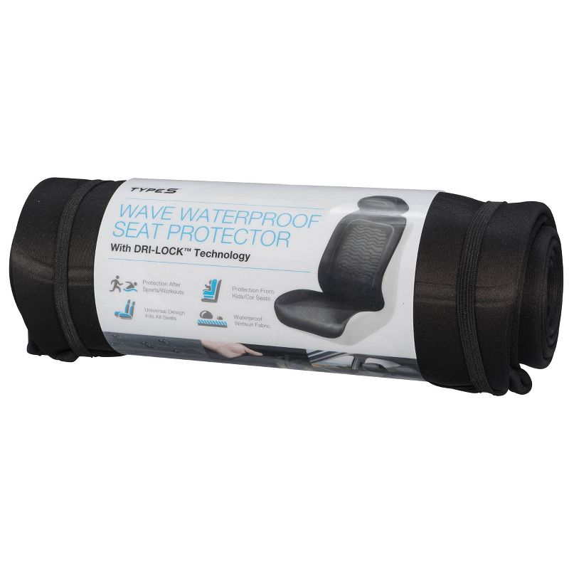 Type S 4"x15"x4" Wave Slip-on Waterproof Seat Protector Black