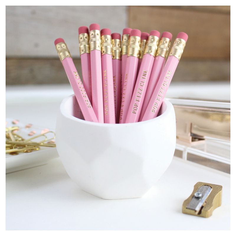 12ct Pop Fizz Clink Mini Heart Party Pencils Pink