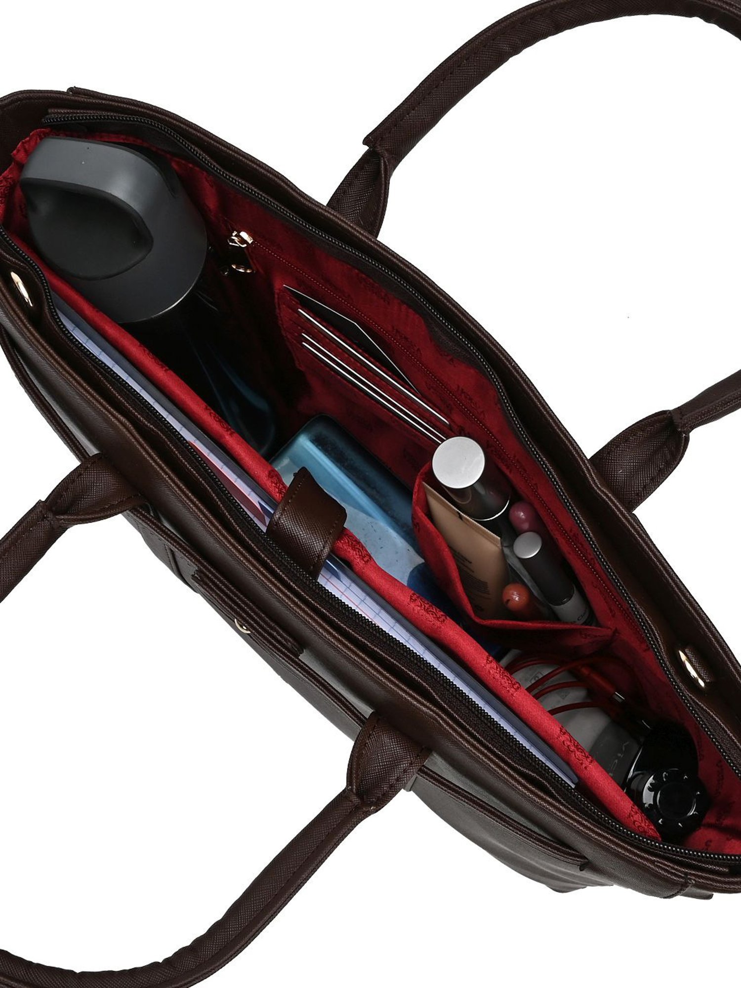 Horra Dark Brown Solid Laptop Handbag