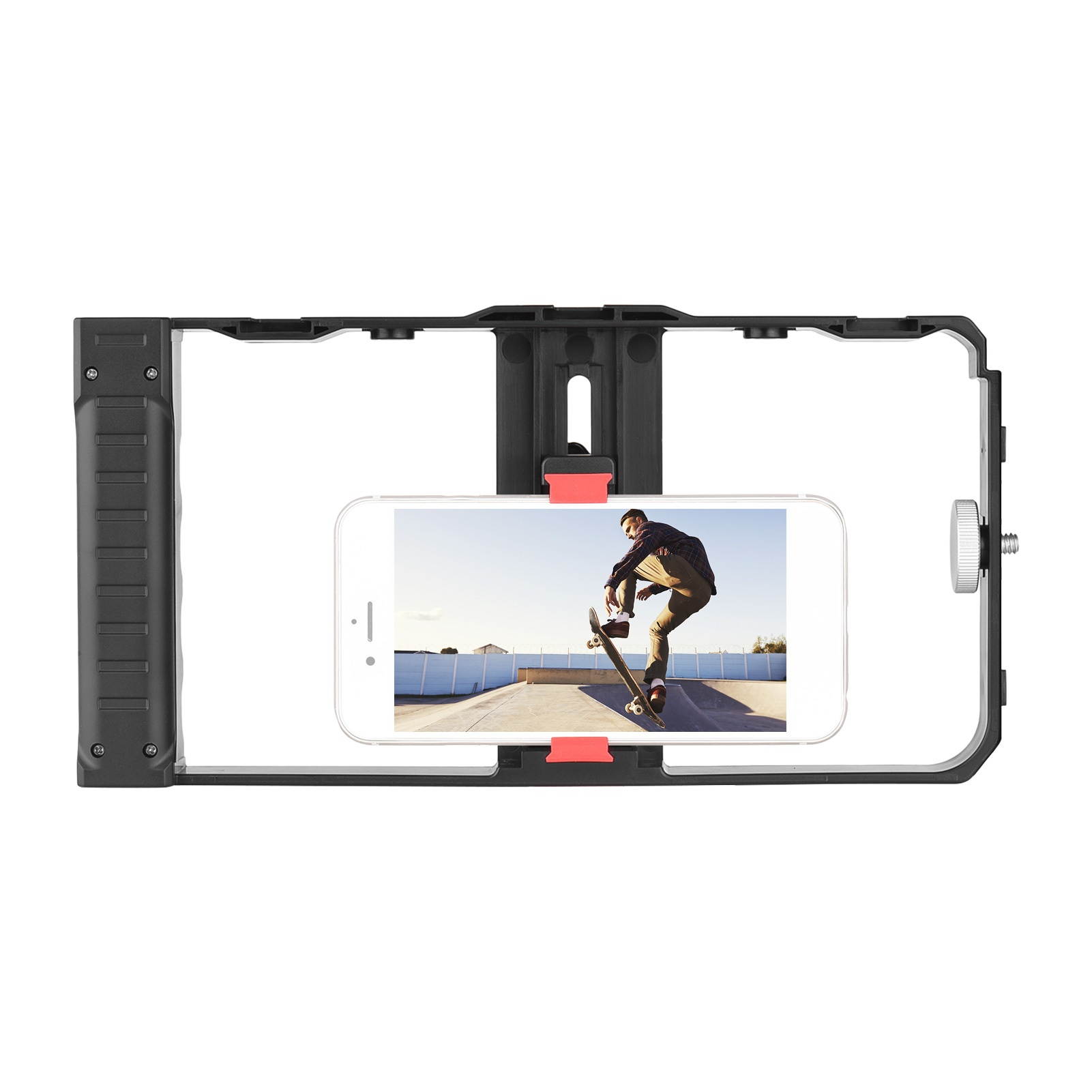 Andoer Portable Smartphone Video Rig Cage Phone Video Stabilizer with Phone Holder Triple Cold Shoe Mount