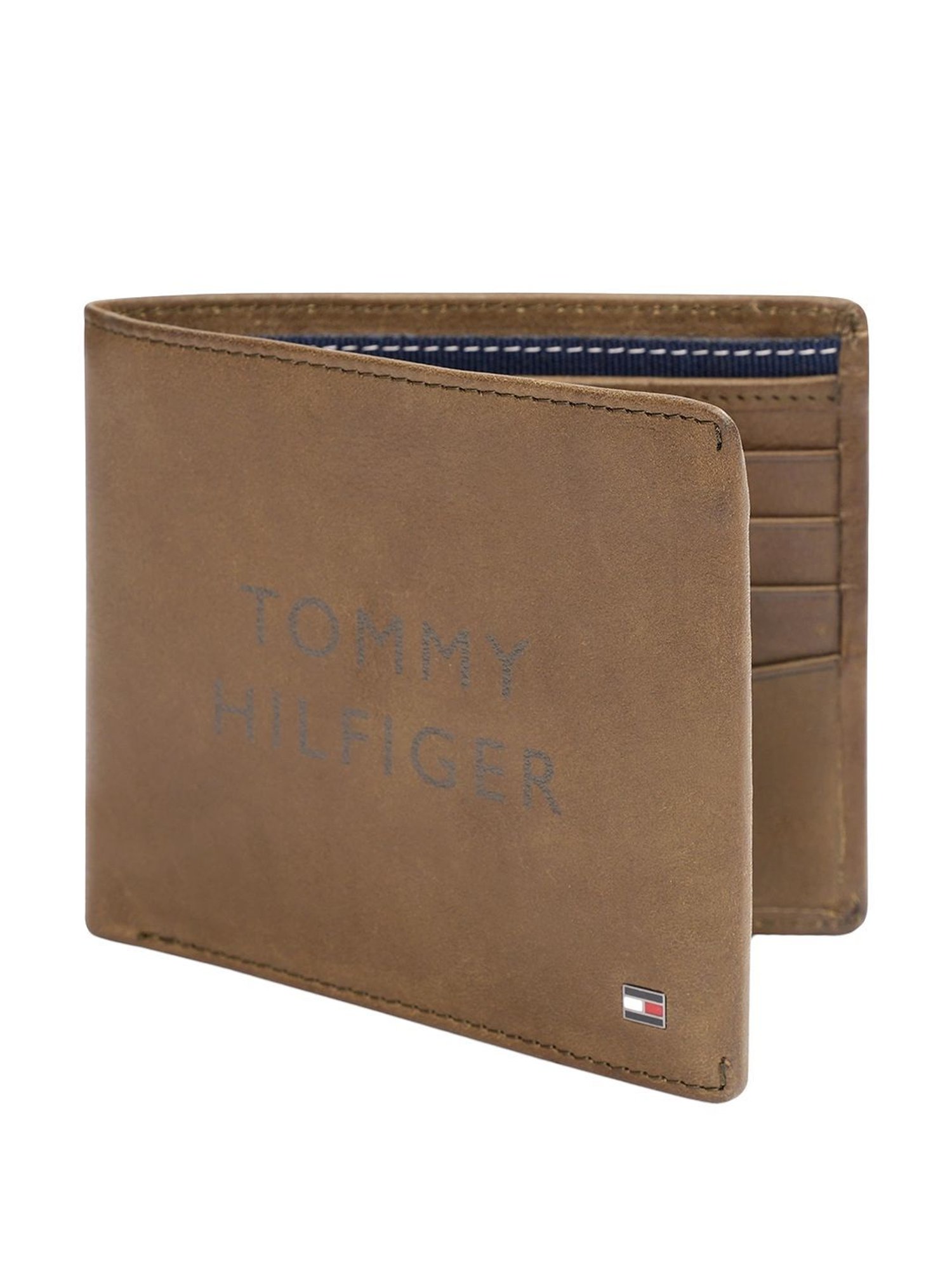 TOMMY HILFIGER Thasos Olive Brown Casual Leather Bi-Fold Wallet  for Men