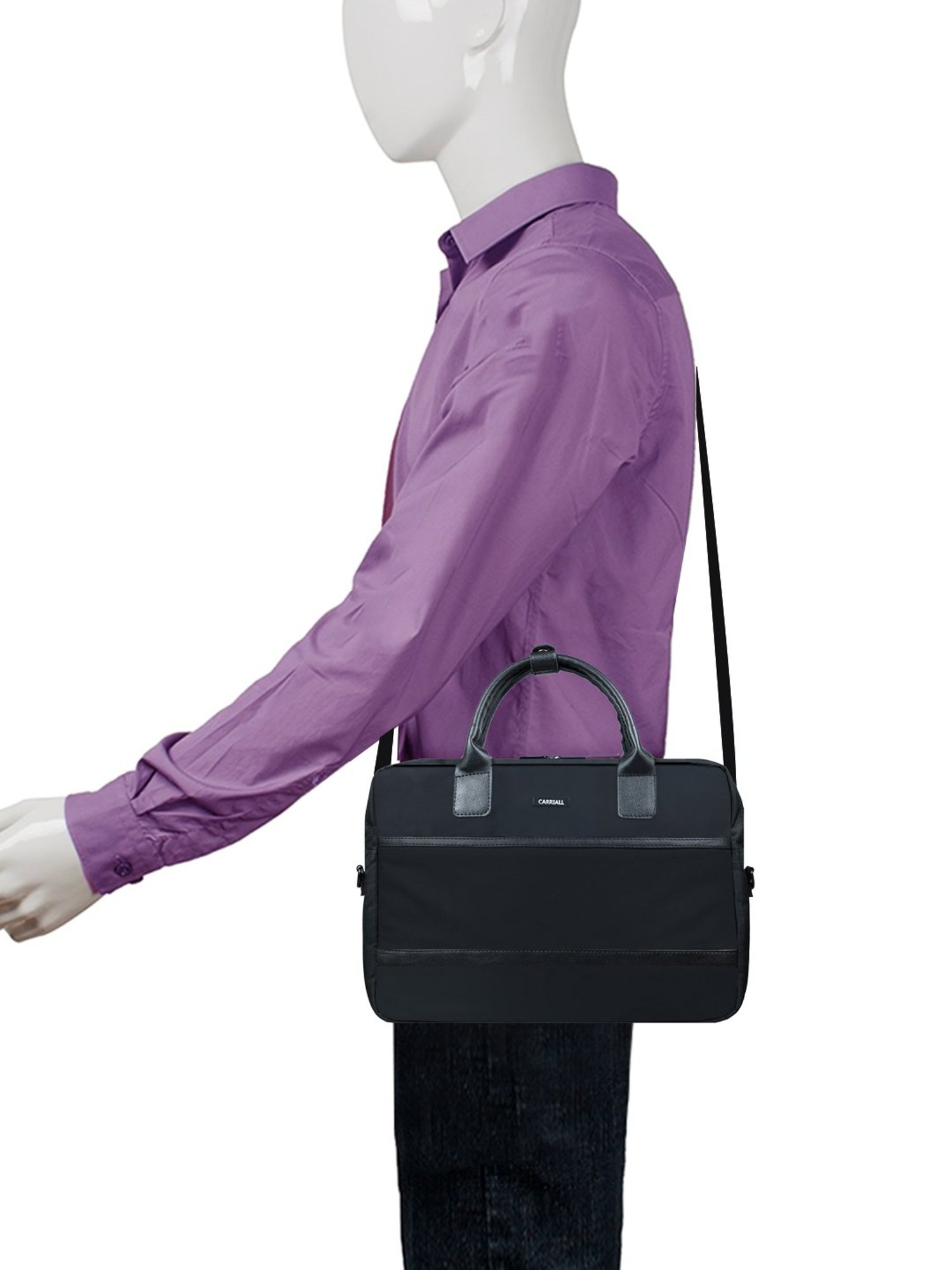 Carriall Elegant Black Polyester Small Laptop Messenger Bags