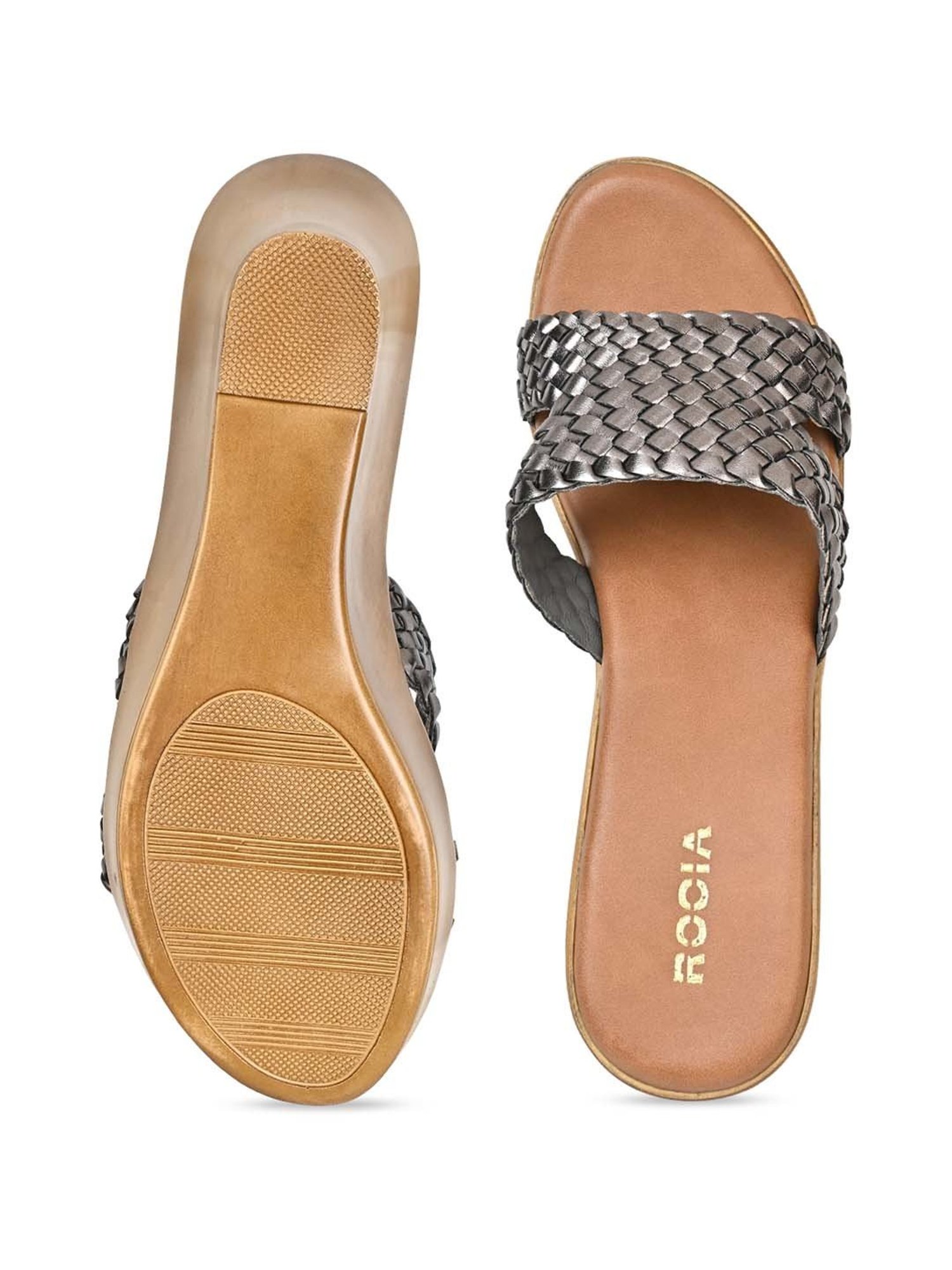 Rocia by Regal Women's Gun Metal Casual Wedges