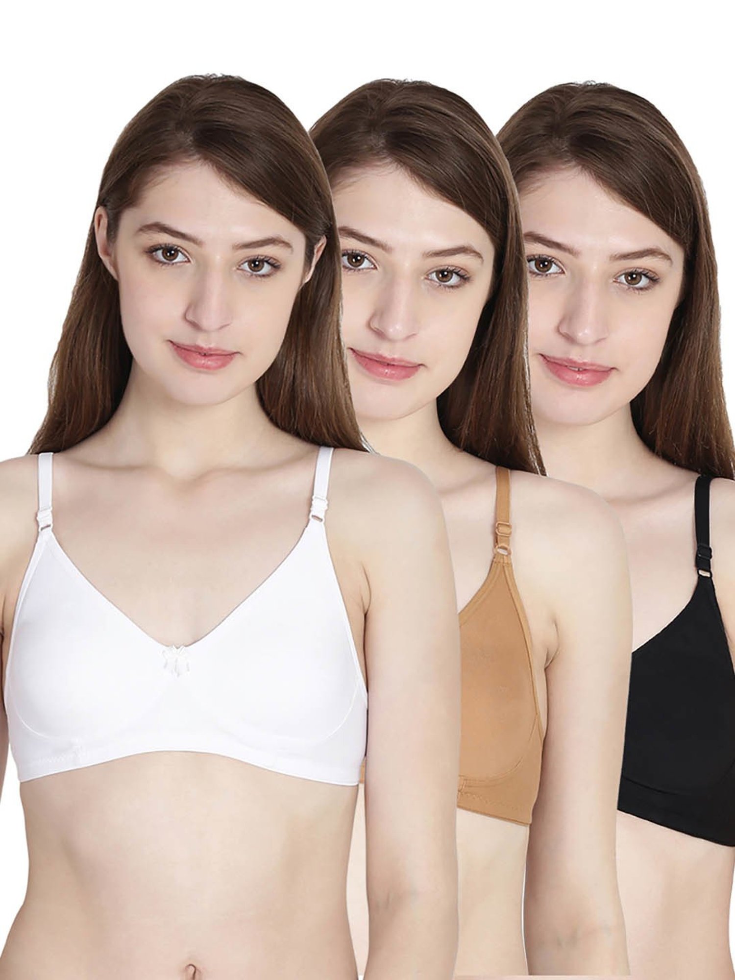 Leading Lady Multicolor Non-Wired Non-Padded Everyday Bra (Pack Of 3)