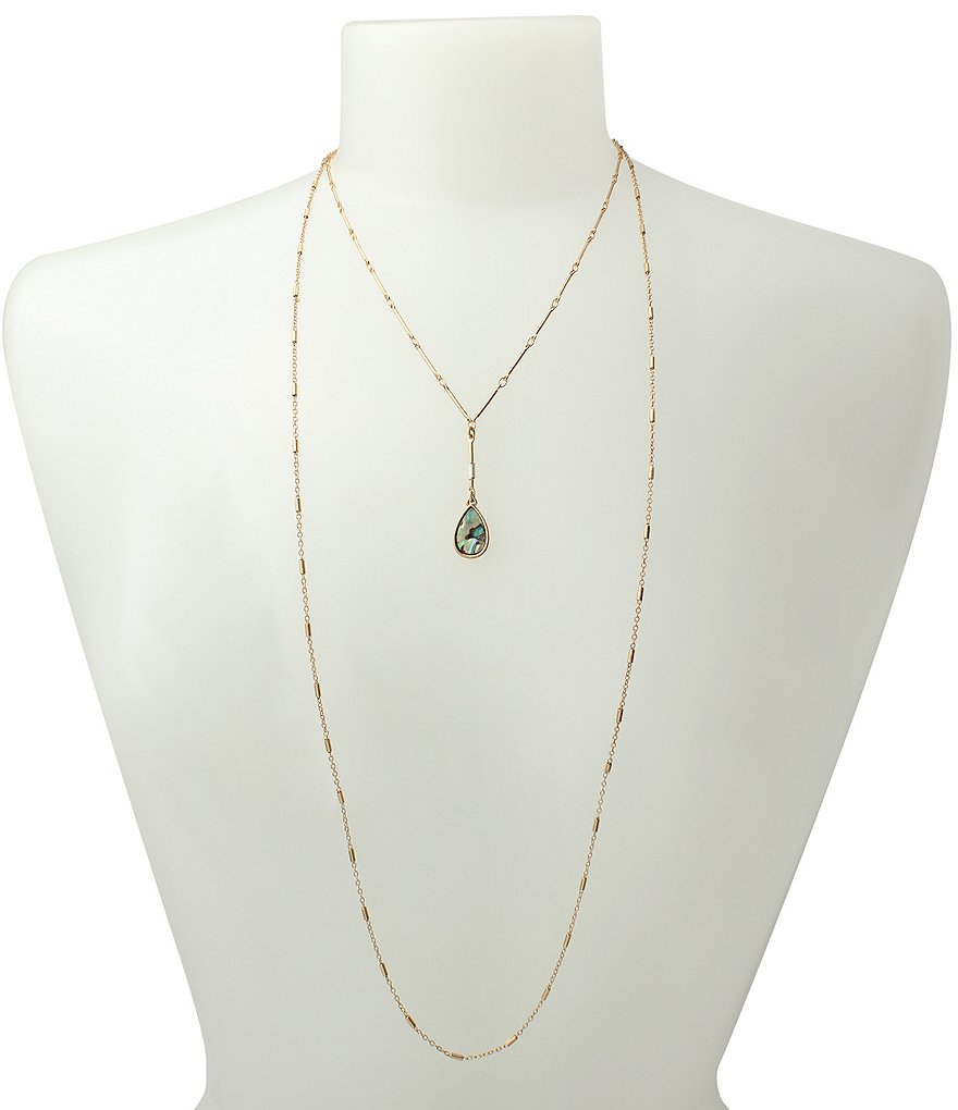 Robert Lee Morris Soho Abalone Teardrop Layered Y-Necklace