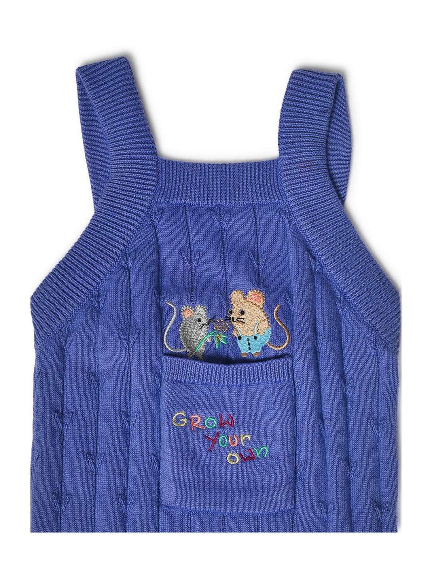 MiArcus Kids Blue Cotton Embroidered Dungaree