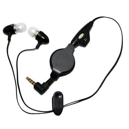 Retractable Sound Isolating In ear Earbuds Earphones Hands-free Headset w Microphone for Motorola Cliq 2 MB611, Backflip, XPRT, CLIQ XT MB501, TITANIUM