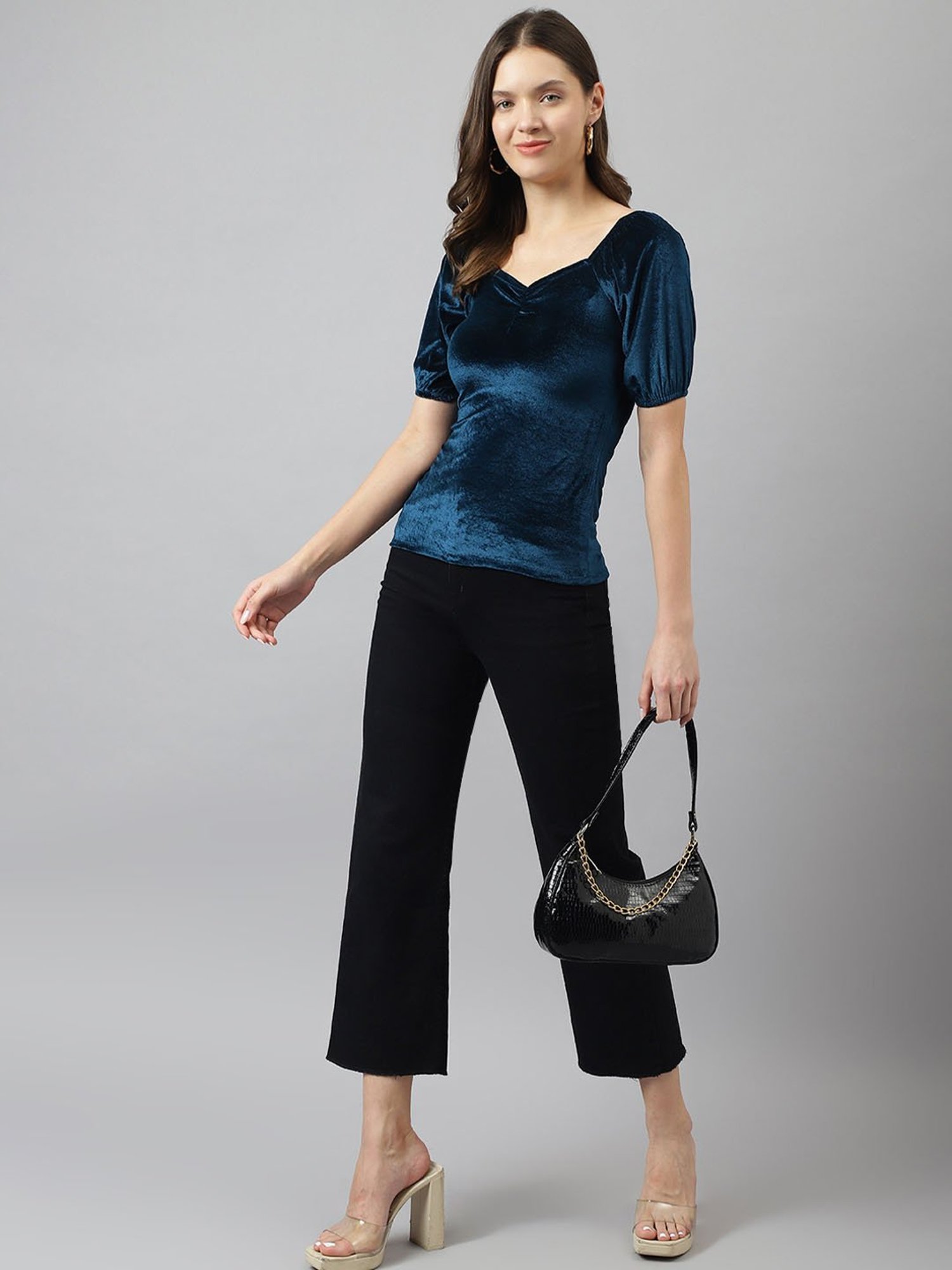 KERI PERRY Teal Regular Fit Top