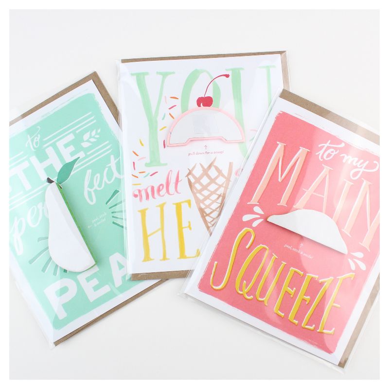 3ct Fruit Pop-up Greeting Cards