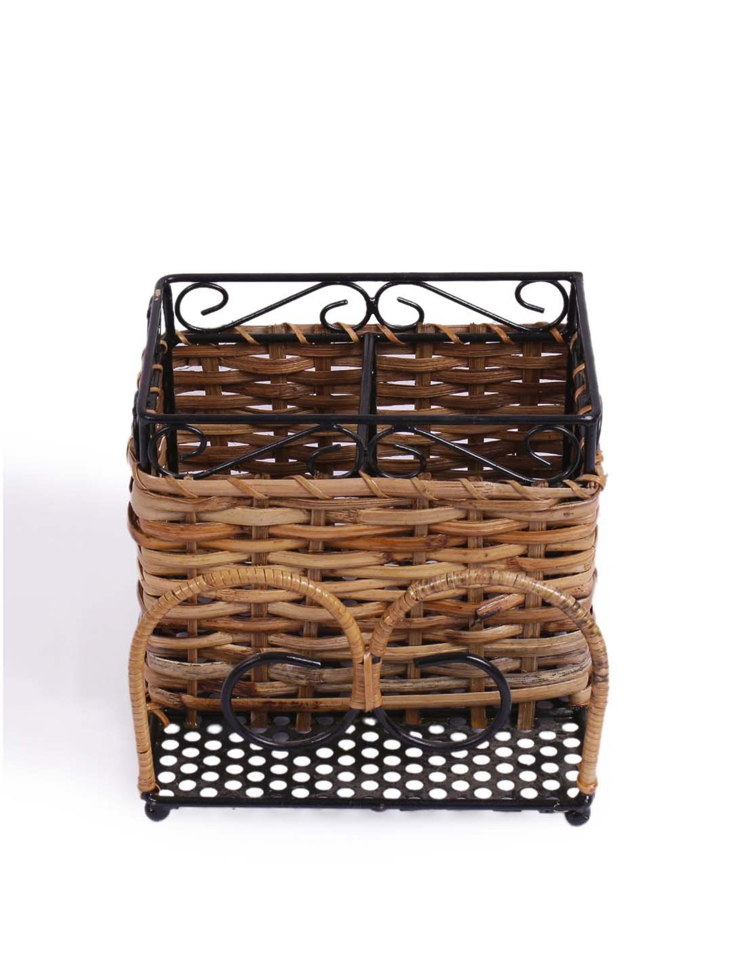 VarEesha Brown & Black Bamboo Multi-Purpose Basket - Set of 1