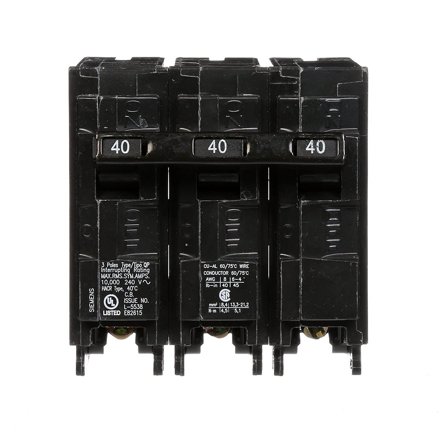 Q340 40-Amp Three Pole Type QP Circuit Breaker