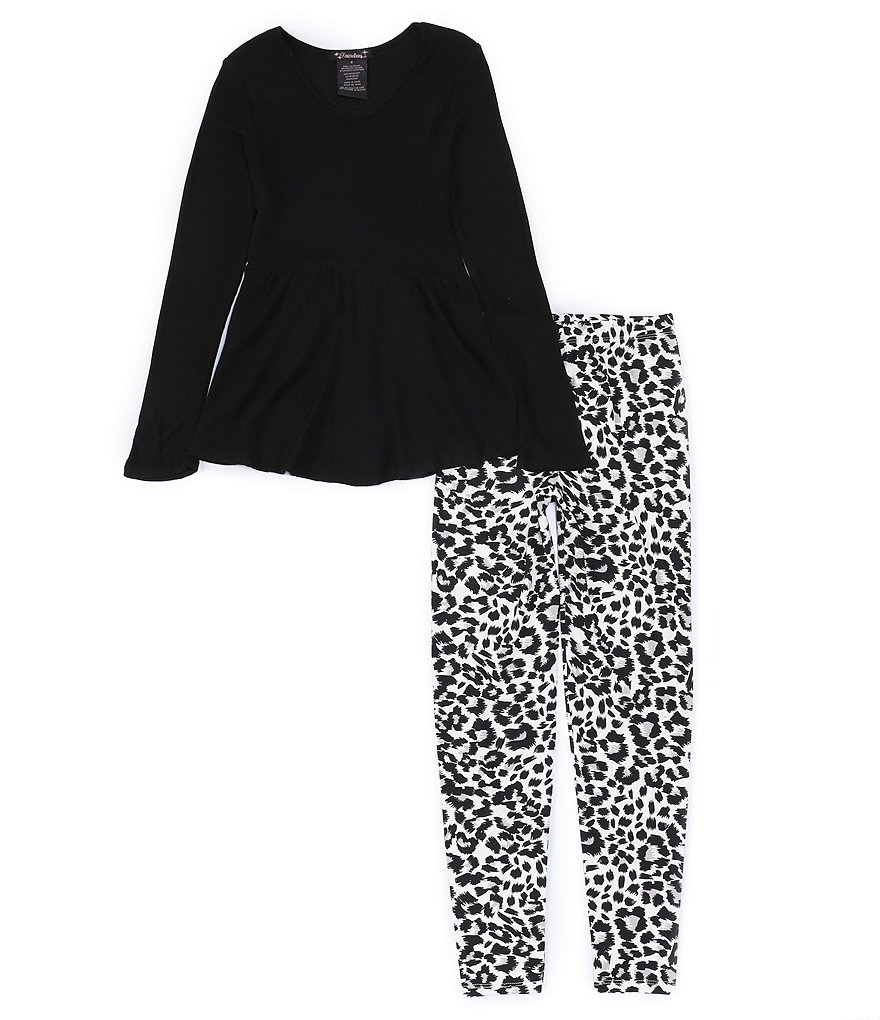 Xtraordinary Big Girls 7-16 Long-Sleeve Solid Tunic Top & Animal-Printed Leggings Set