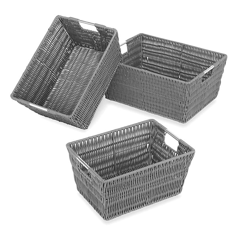 Rattique Storage Baskets Grey 3 Piece Set