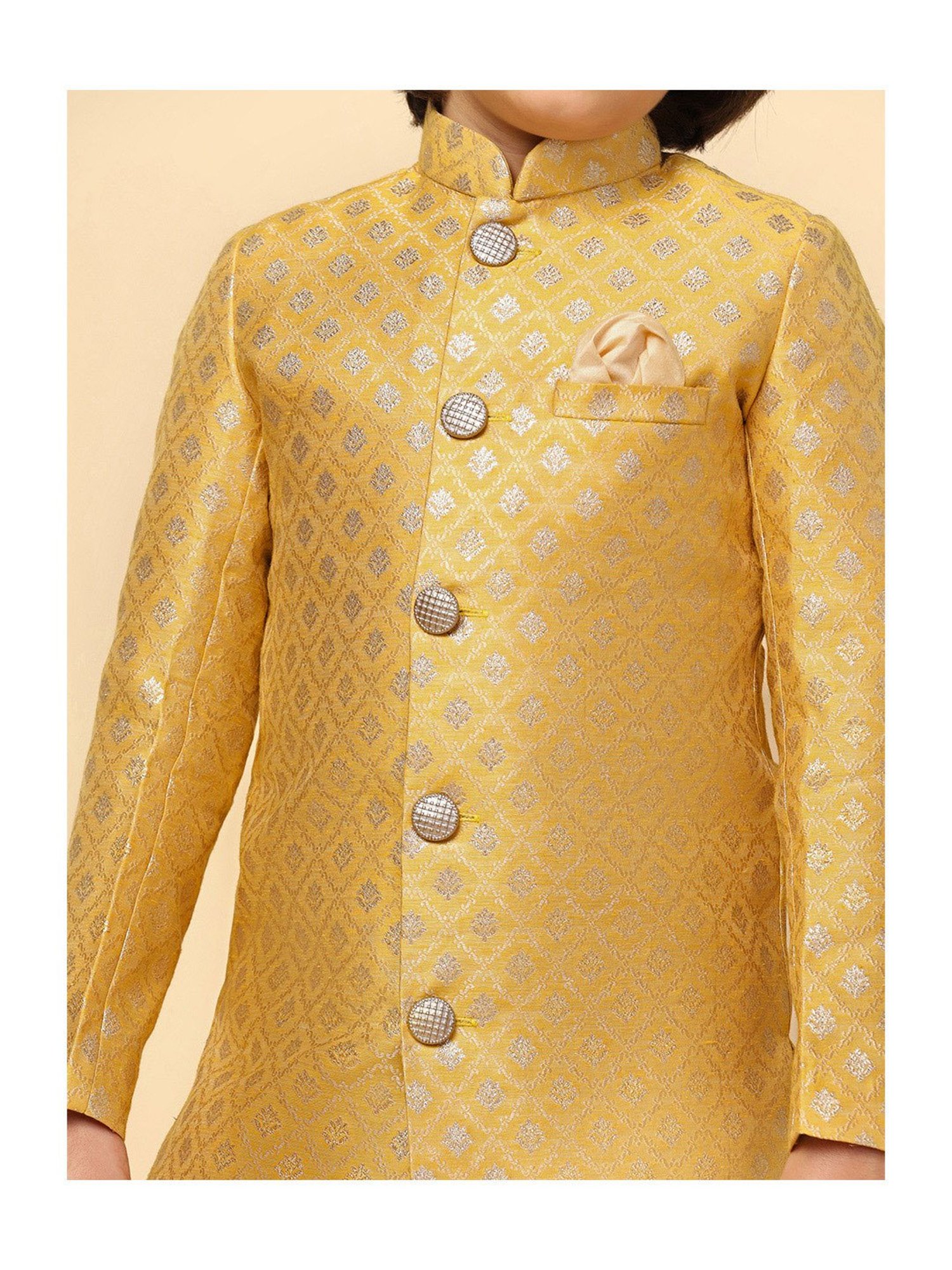AJ Dezines Kids Black Embellished Full Sleeves Sherwani with Pants