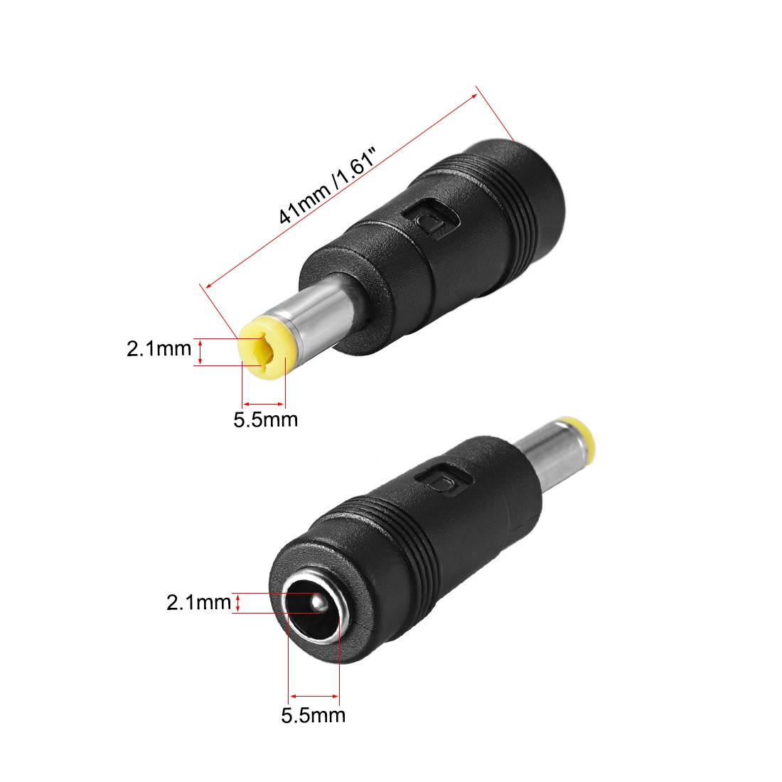 DC Power Connector 5.5mm x 2.1mm Male to Female Coupler Adapter Converter 5Pcs