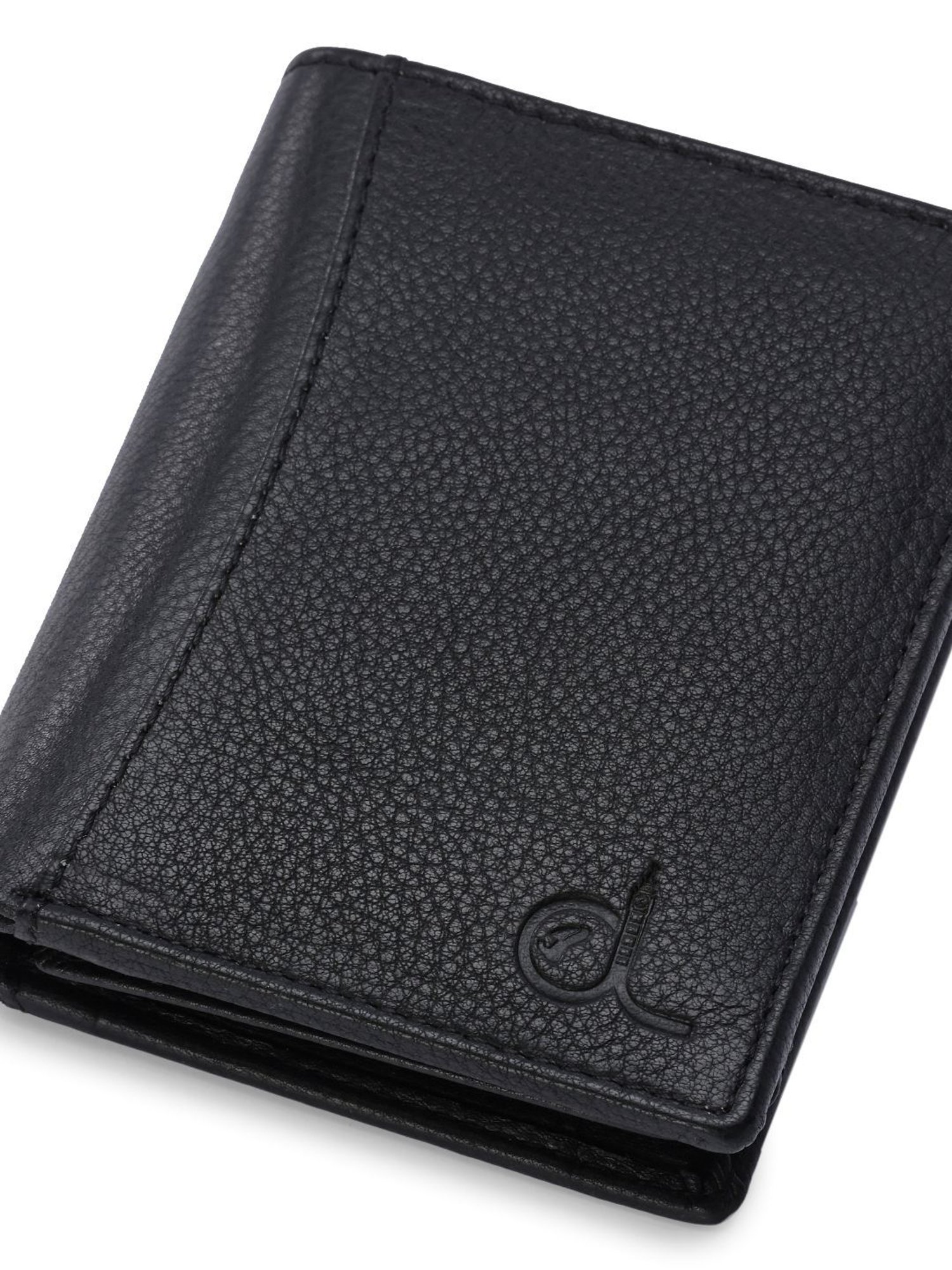 Clog London Black Leather Small Bi-Fold Wallet for Men