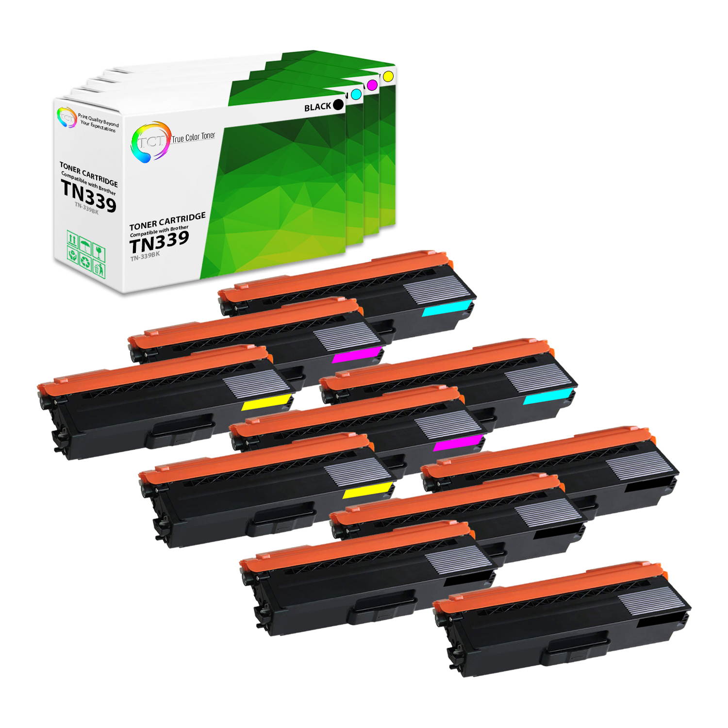 TCT Premium Compatible Toner Cartridge Replacement for Brother TN-339 TN339C TN339M TN339Y Super High Yield works with Brother HL-L9200, MFC-L9550 Printers (C, M, Y) - 3 Pack