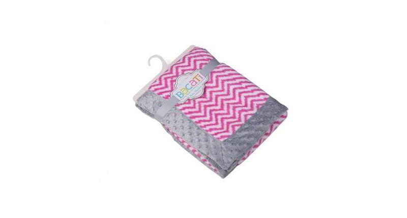 Bacati - Fuchsia Chevron with Solid Border Blanket (Fuchsia Chevron/Grey Border)