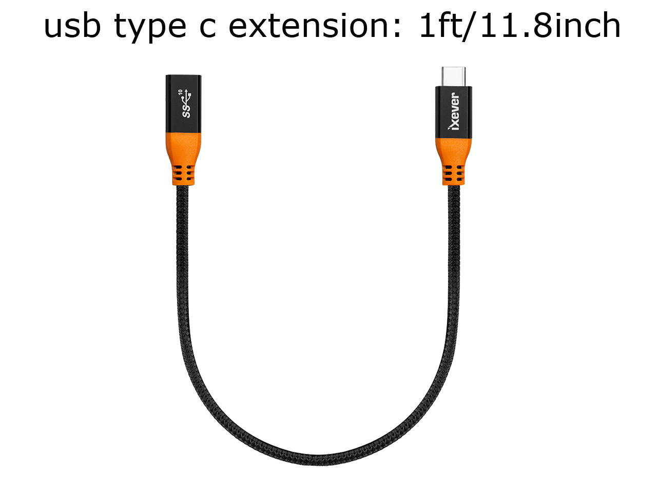 USB C Extension Cable Short 1Ft (2Pack), iXever 100W PD Fast Charging 10 Gbps USB 3.1 Gen 2 Data 4K USB Type C Male to Female Extender Cord, Compatible with MacBook Air Surface XPS Nintendo Switch