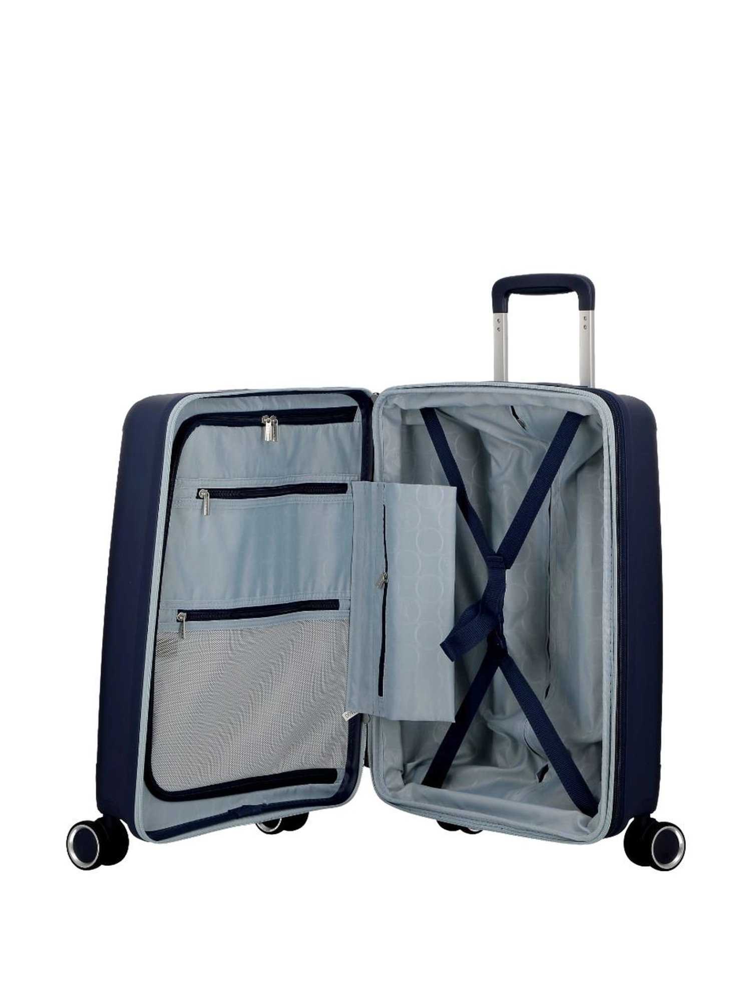 Jump Furano 2 Metallic Blue 8 Wheels Large Hard Cabin Trolley Bag