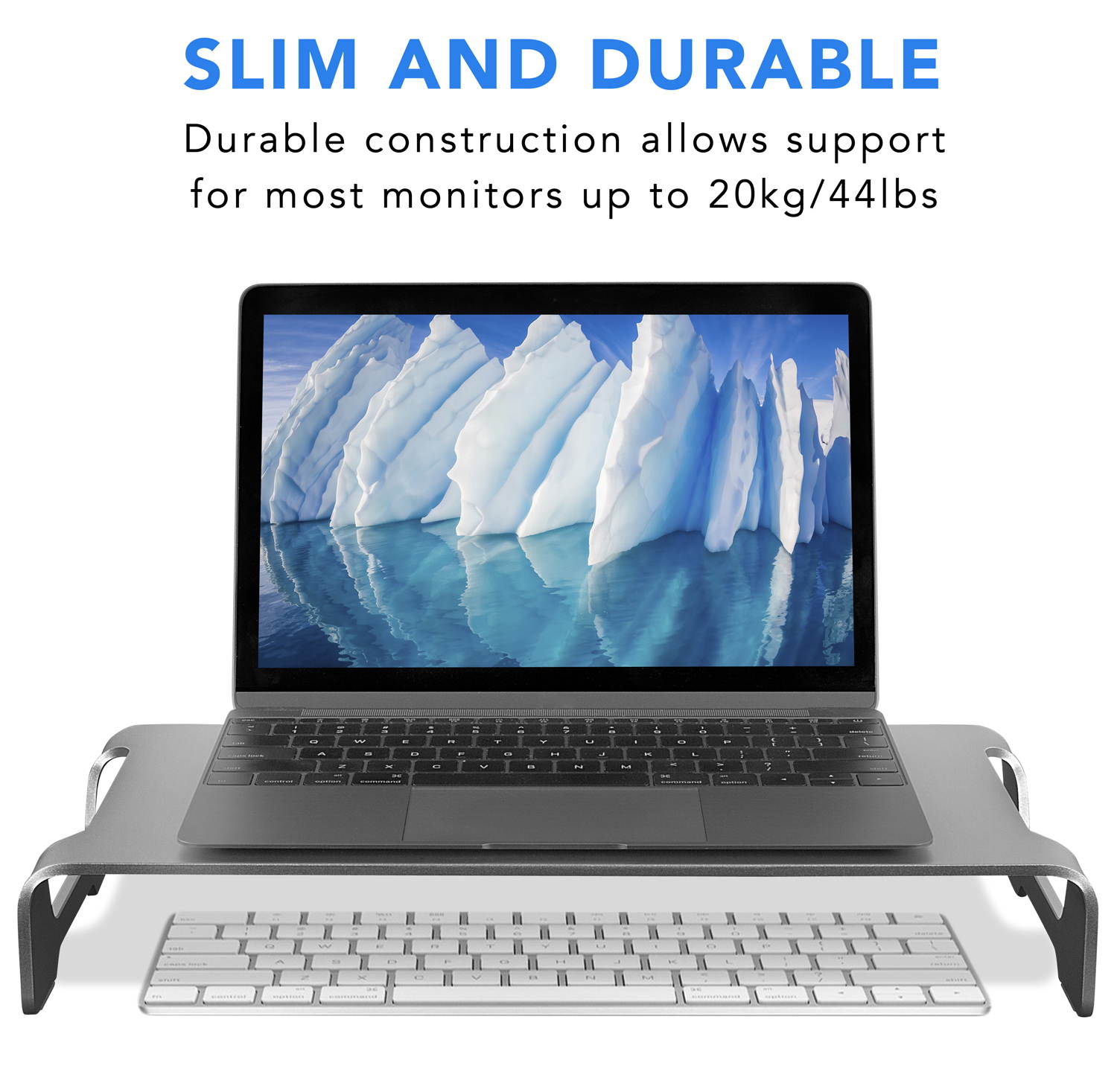 Mount-It! Aluminum Monitor Stand for iMac | Wide Unibody Monitor Riser | Desktop Organizer with Keyboard Storage