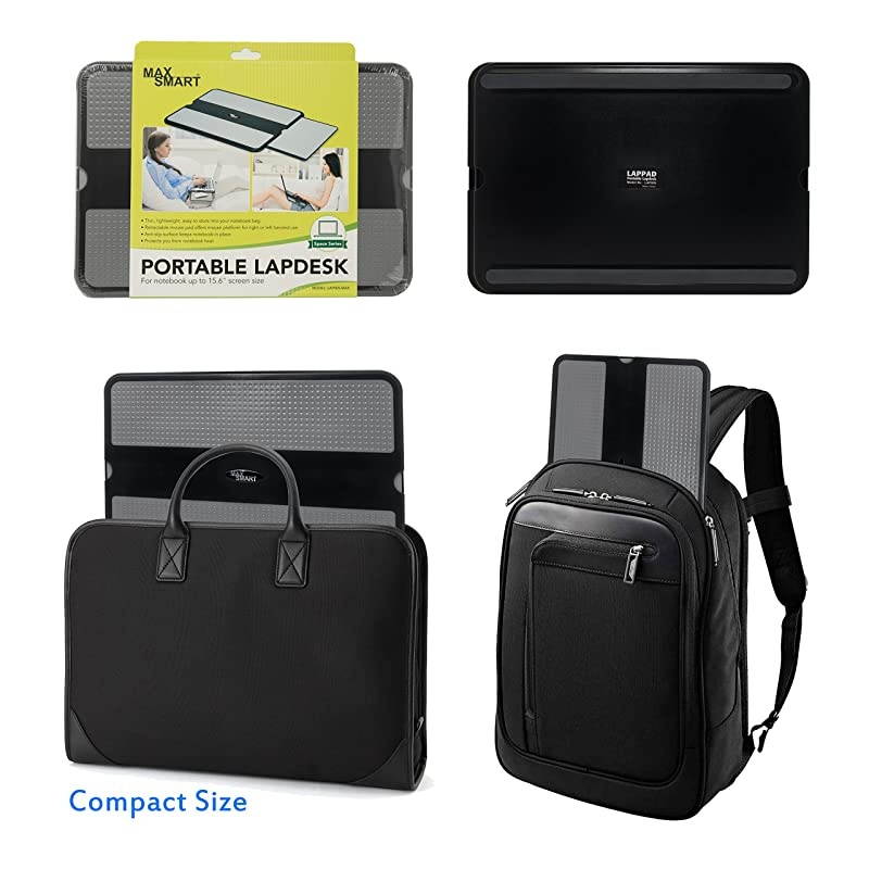 Portable Laptop Lap Pad Laptop Desk with Retractable Mouse Tray AntiSlip Heat Shield Notebook Computer Stand Table Working Station for Home Office Recliner Business and Travel