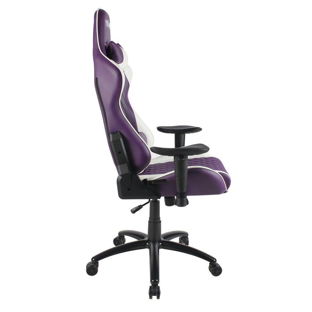 Gaming Chair - Techni Sport TS-5200 PURPLE w/ WHITE Accents - Ergonomic High Back Racer Style PC / Console Video Gaming / Study