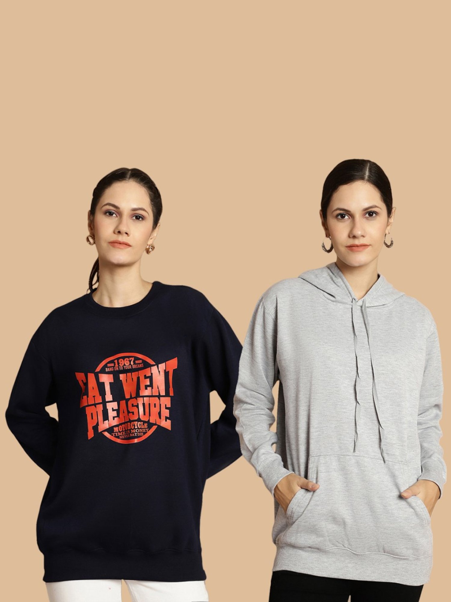 Vimal Jonney Navy & Grey Printed Sweatshirt - Pack Of 2