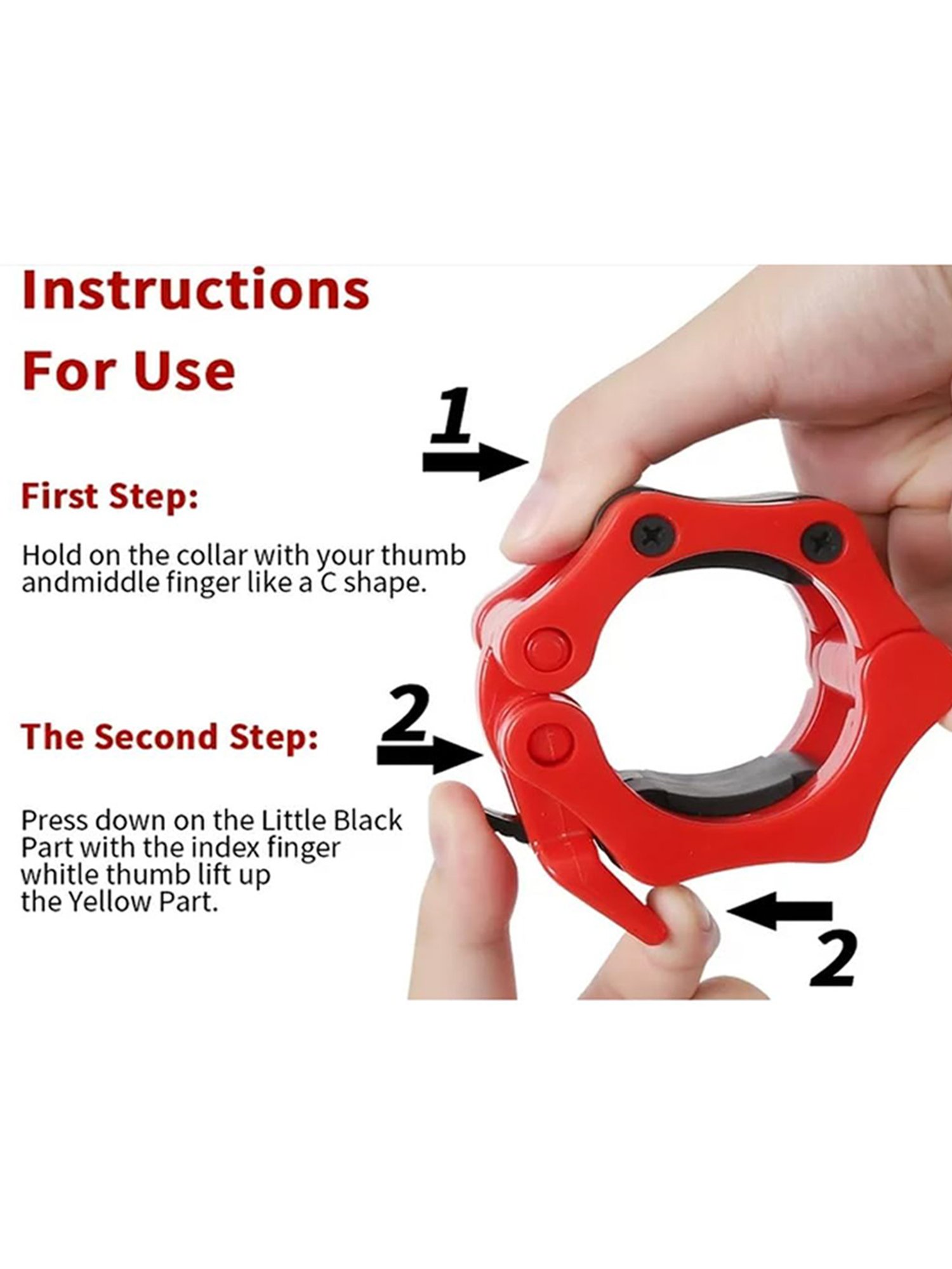 Protoner Fitness Olympic Rod Lock Barbell Clamp Collar Quick Release (Red)