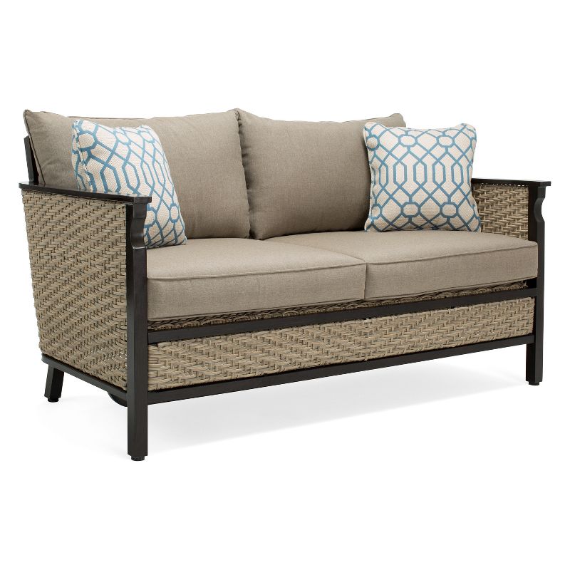 La-Z-Boy Outdoor Colton 4pc Wicker Outdoor Seating Set with Sunbrella Cast Shale Cushion