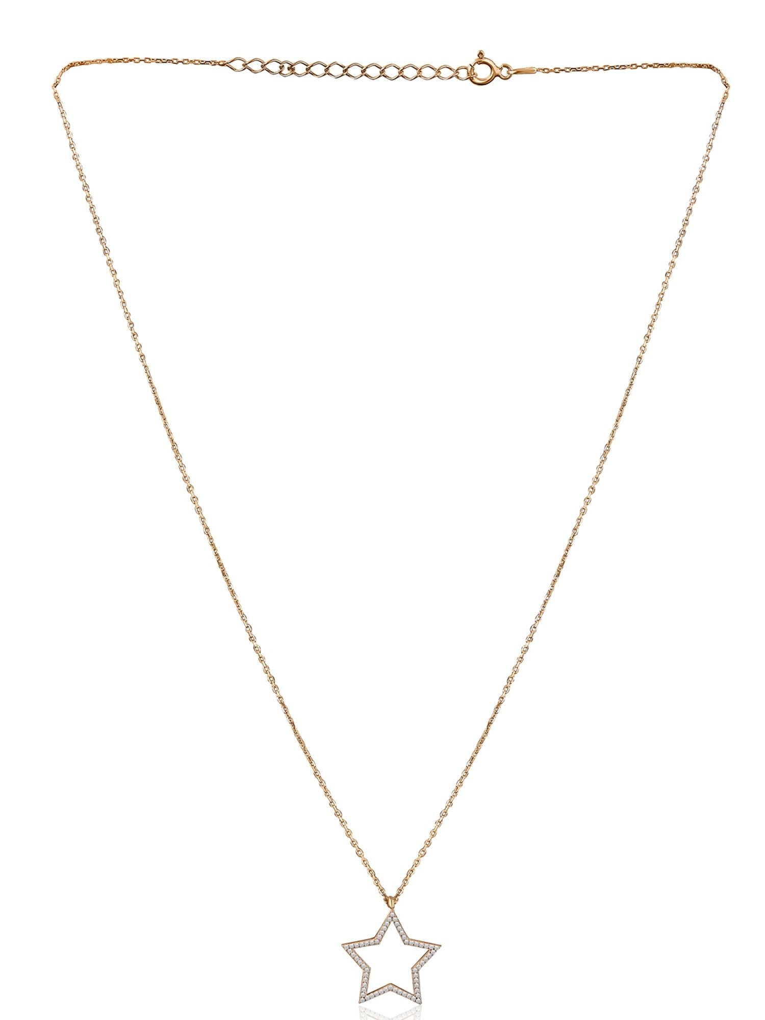 Curio Cottage 92.5 Sterling Silver Rose Gold-Plated Star Necklace for Women