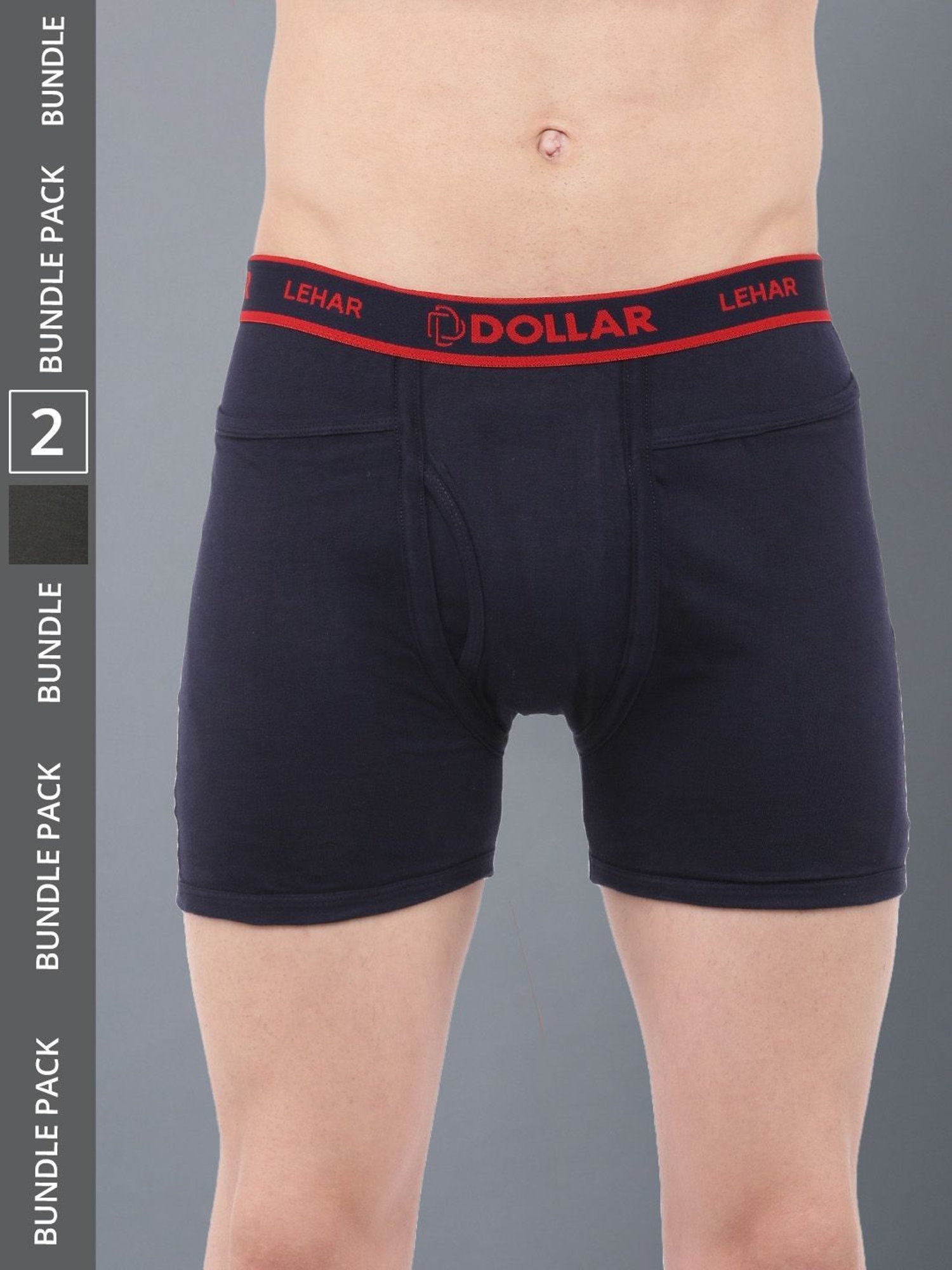 Dollar Lehar Assorted Cotton Regular Fit Trunks - Pack Of 2