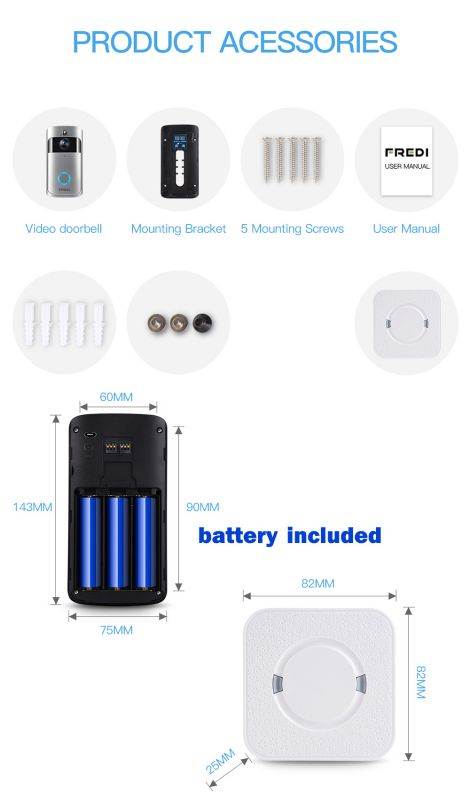 KuWFi Wireless WiFi Video Doorbell Camera IP 720P Ring Door Bell Video Intercom Two Way Audio APP Control Infrared Night Vision (with US Chime)