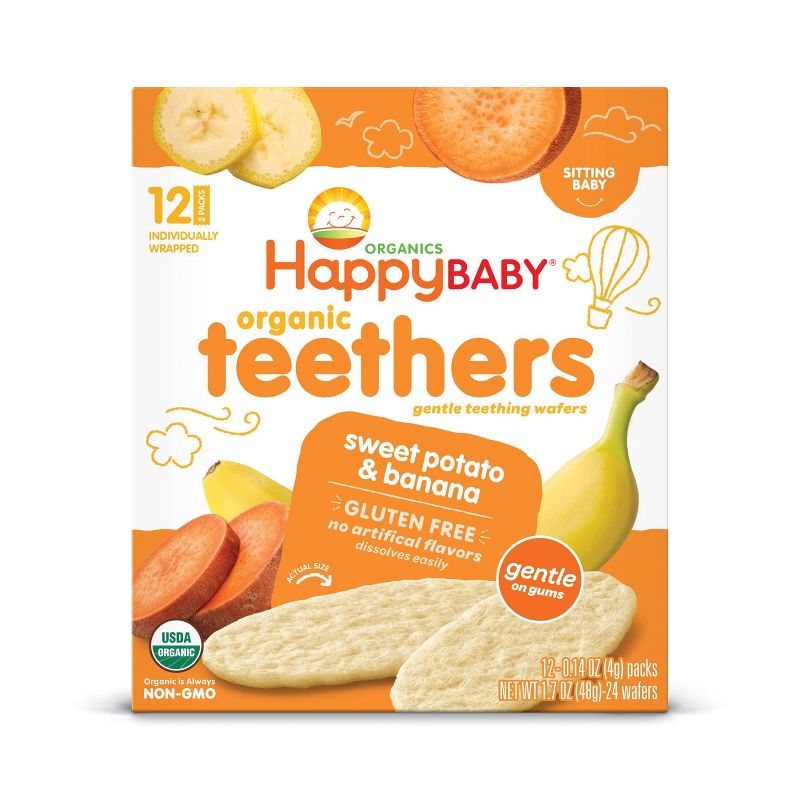 HappyBaby Sweet Potato & Banana Organic Teethers - 12ct/0.14oz Each