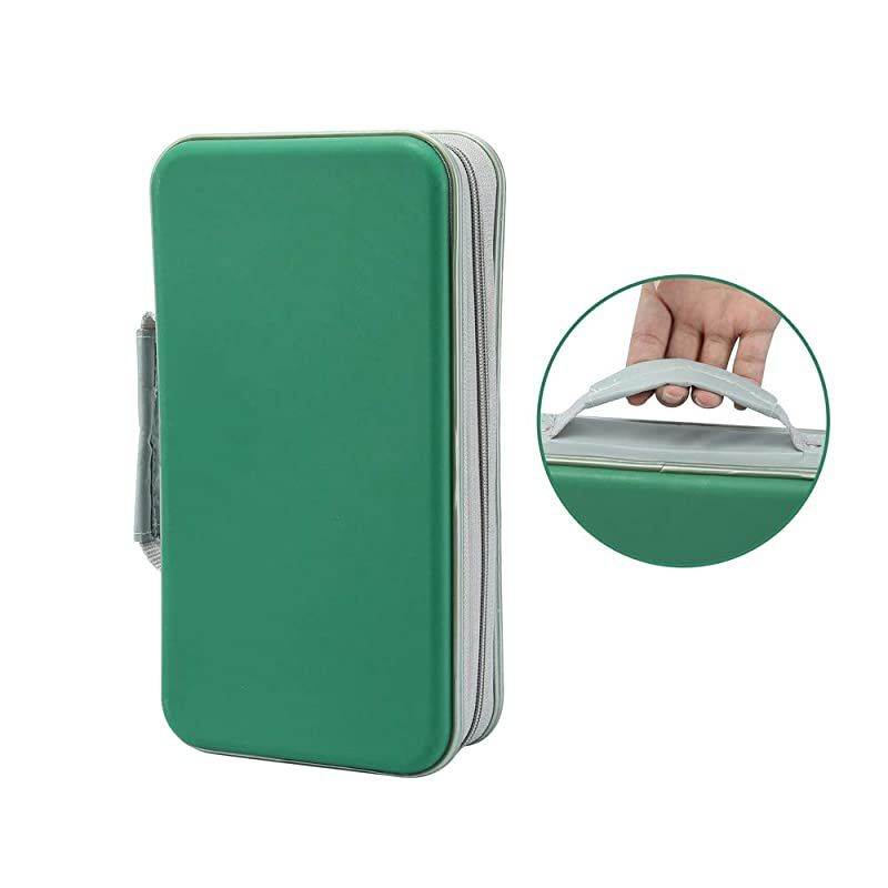 80 Capacity CDDVD Case Wallet VCD Storage Holder Booklet Album Box Binder with Portable Strap Green