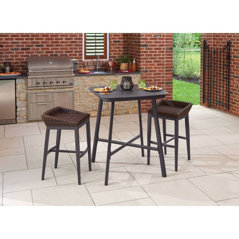 Toranto 3pc All-Weather Wicker Bar Island Set - Brown - Christopher Knight Home