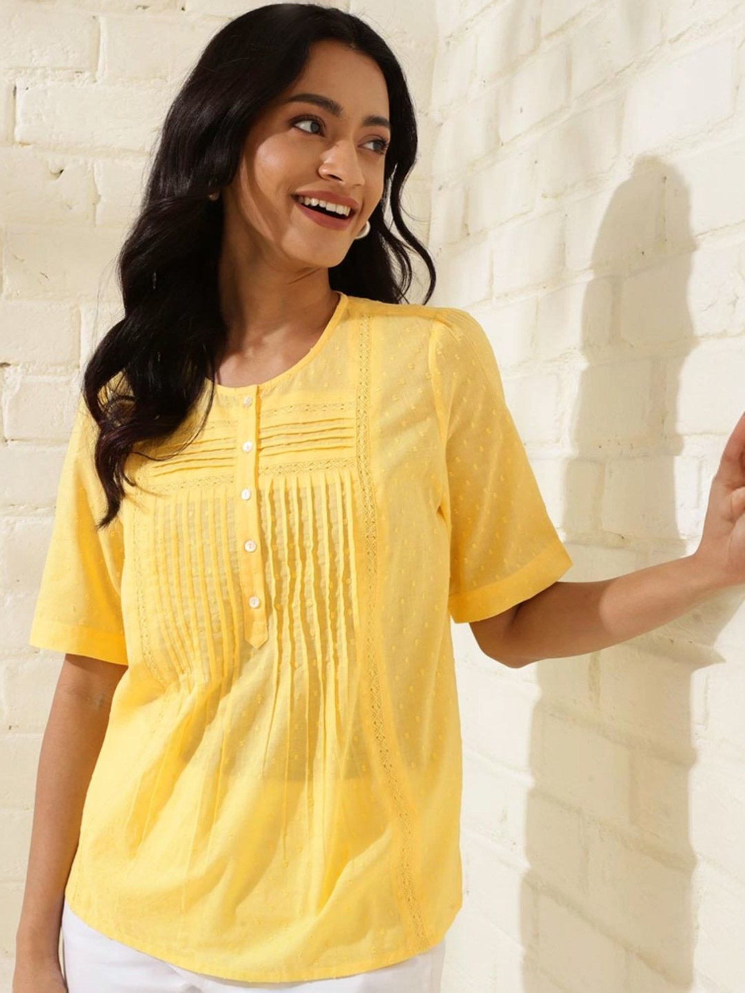 Fabindia Yellow Cotton Top