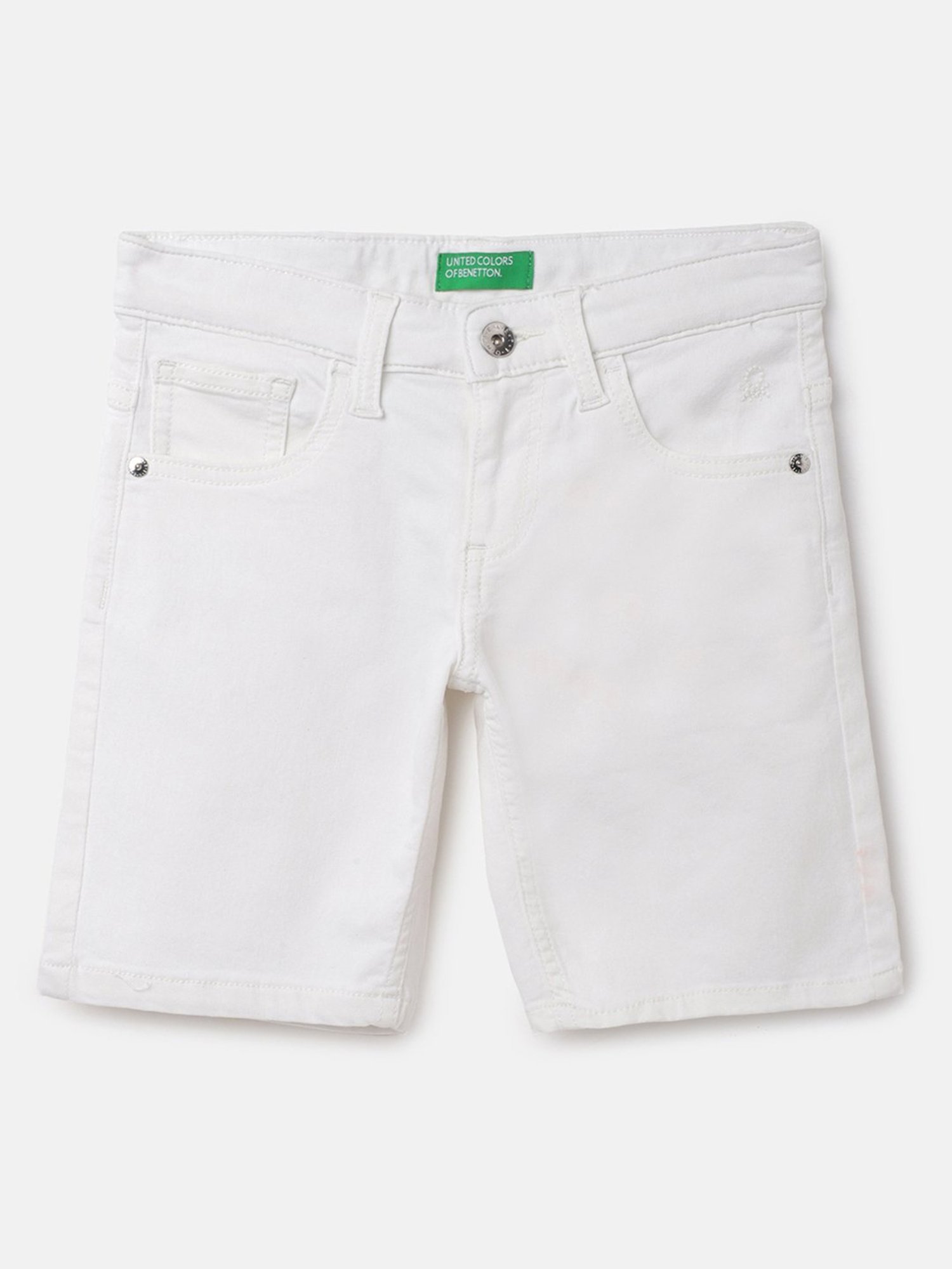 United Colors of Benetton Kids White Solid Shorts